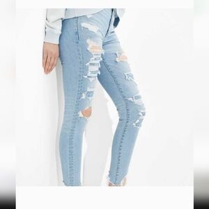 American Eagle Outfitters AE Ripped Jeggings Jeans 4 Short Holes 90s Grunge 7111